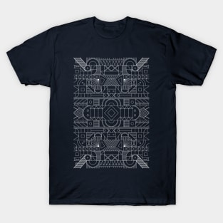 Blue linear geometric pattern T-Shirt